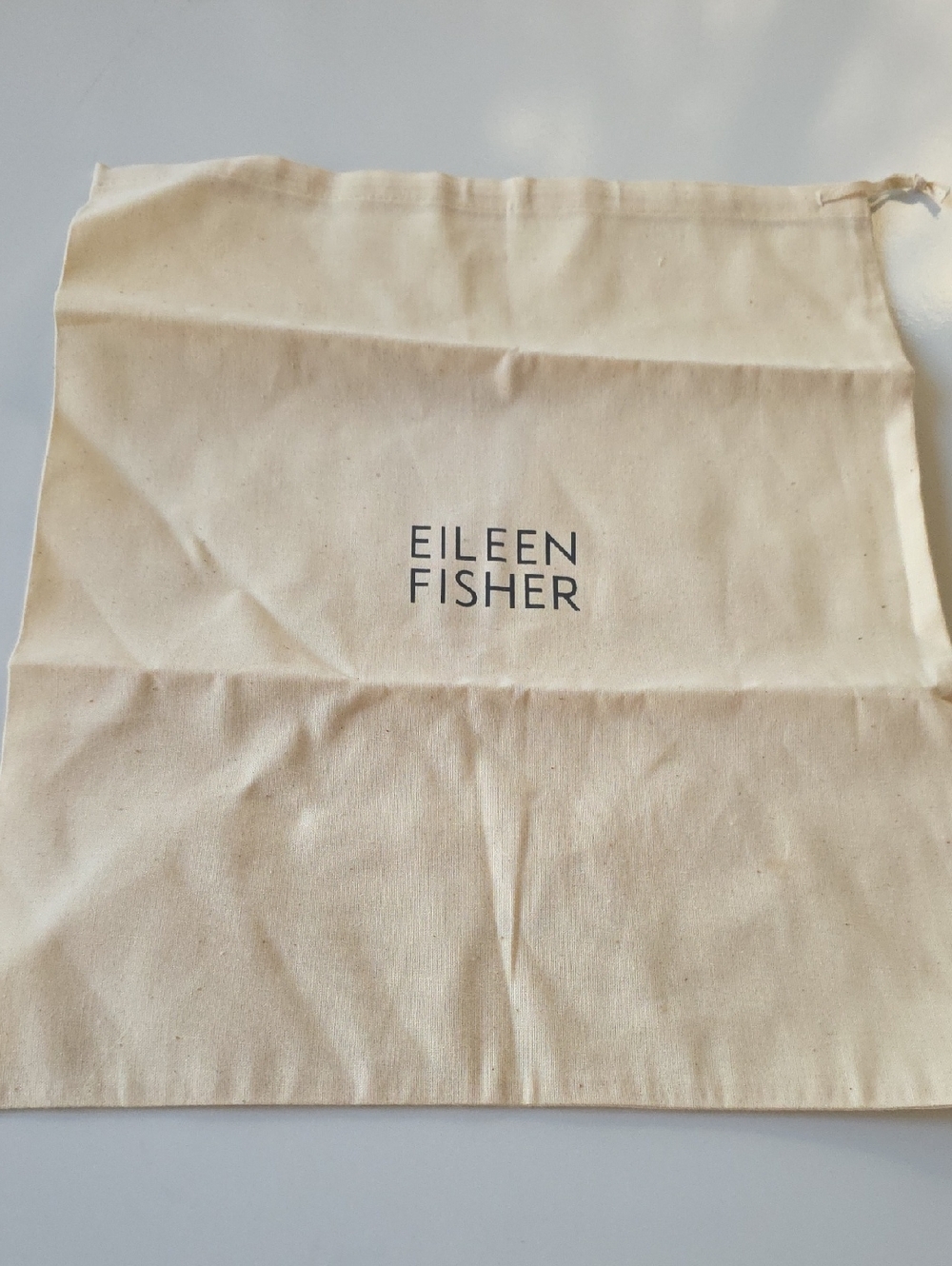 Eileen Fisher Natural Canvas Drawstring Dust Bag with Logo.